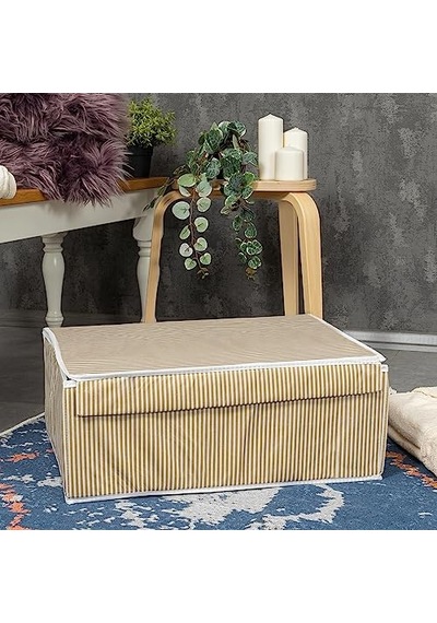 Çok Amaçlı Düzenleyici Kapaklı Sandık Tipi Kutu Hurç Organizer 50 X 40 X 19 Kahverengi