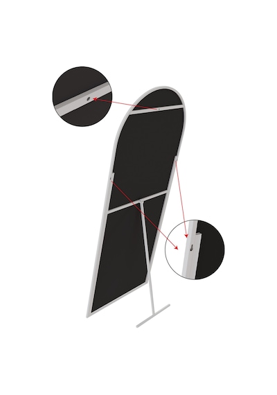Evdemo Pamir Beyaz Metal Çerçeveli Ayaklı Oval Boy Aynası 180x60 Cm Beyaz