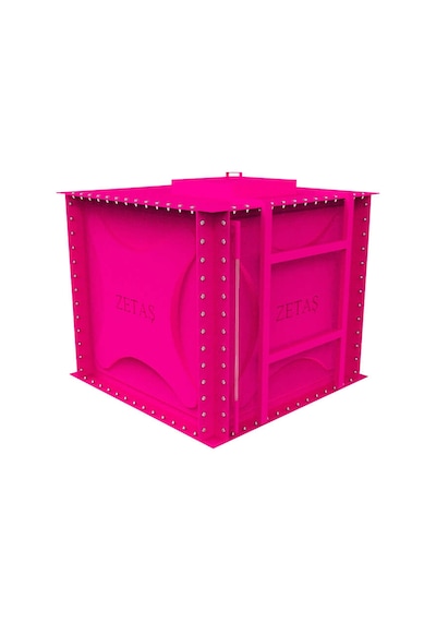Zetaş Fırın Boyalı Modüler Su Deposu Pembe 2500 L
