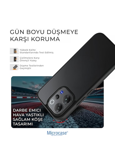 Microcase Vivo V70 5g Luna Serisi Köşe Korumalı Sert Rubber Kılıf - Al3422 Siyah