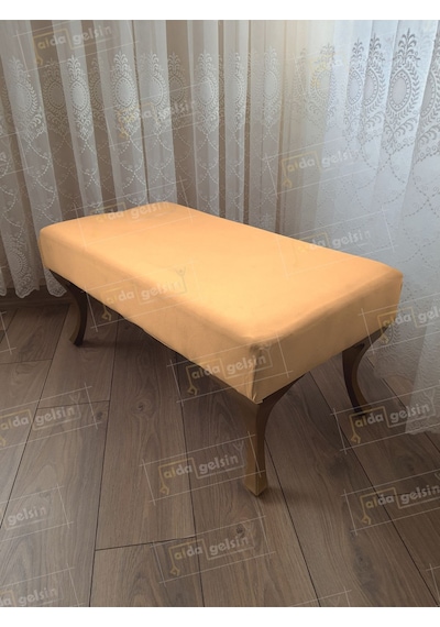 Ayak Ucu Kapı Önü Antre Düz Bench Puf Orta Sehpa Gold Ayak 90 45 Vizon