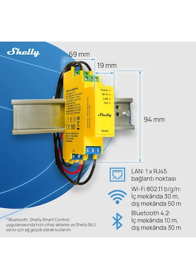 Shelly Pro Rgbww Pm Akıllı Led Renk Ve Parlaklık Kontrol Rölesi