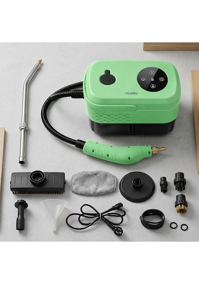 Muzeko Steam Cleaner Dijital Buharlı Temizlik Robotu Çok Fonksiyonlu Buharlı Temizlik Makinesi 2500w Yeşil
