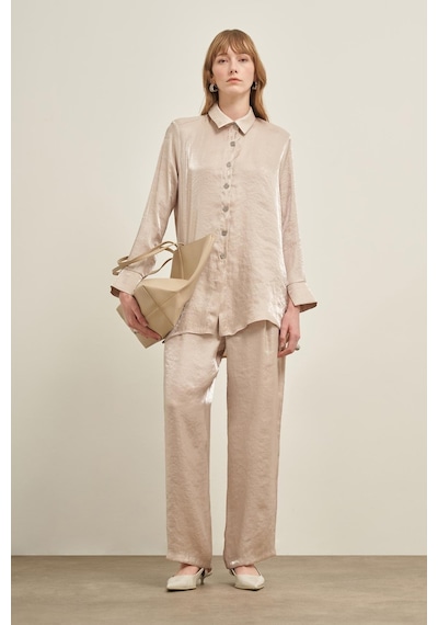 FTZ Women Ftz Parlak Modal Takım Beige 31002 Beige Bej