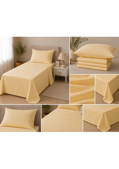 Ş Linens Tek Kişilik Nevresim Takımı Açık Sarı