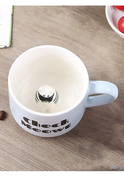 Mukko Home 3d Kedi Figürlü Porselen Kupa Eğlenceli Yazılı Ve Sürprizli Tasarım, 350 Ml,mavi Diğer
