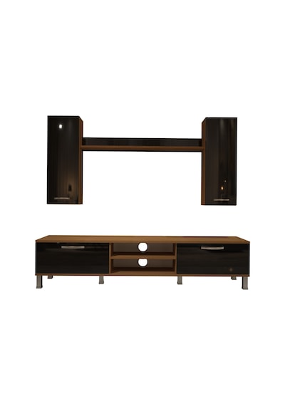 Decoraktiv Eko 7 Mdf Dvd Krom Ayaklı Tv Ünitesi Tv Sehpası Ceviz - Siyah