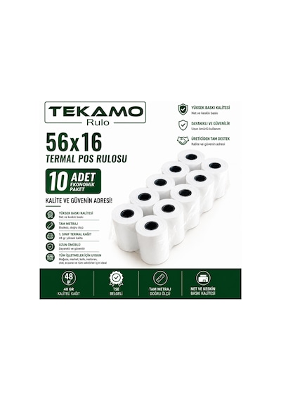 Termal Pos Yazarkasa Rulosu 56x16 10 Adet 1 Paket