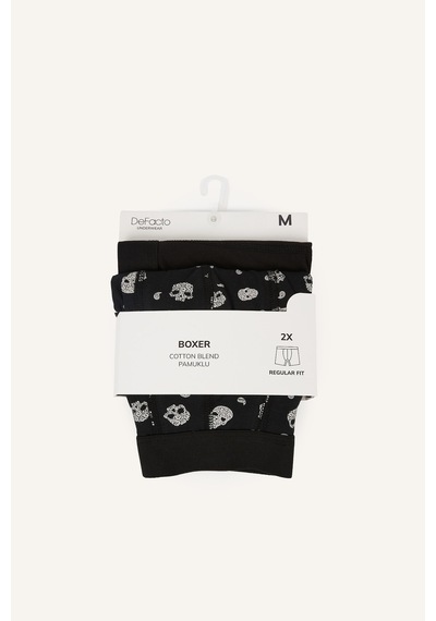 Defacto Regular Fıt Desenli Beli Lastikli 2li Boxer I7825ax26aubk81 Siyah-bk81