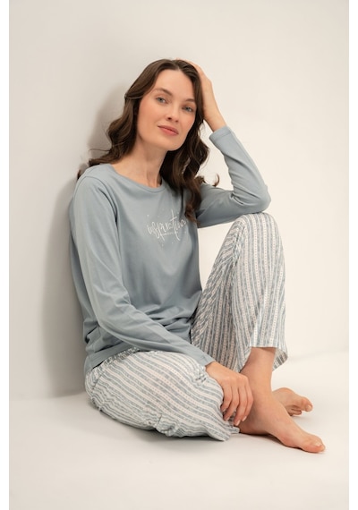 Arnetta Kadın Dream Create Love Yeşil Uzun Kol Pijama Takım Ar3778-s-v1 Ar3778-s-v1