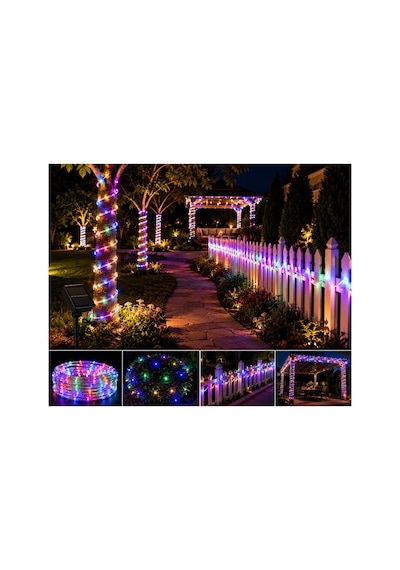 10 Metre Güneş Enerjili Rgb Led Hortum Işık Kumandalı Su Geçirmez Bahçe Balkon Dış Mekan Aydınlatma Diğer
