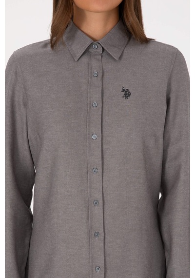 U.S. Polo Assn. Kadın Gri Uzun Kollu Basic Gömlek 50316711-VR024