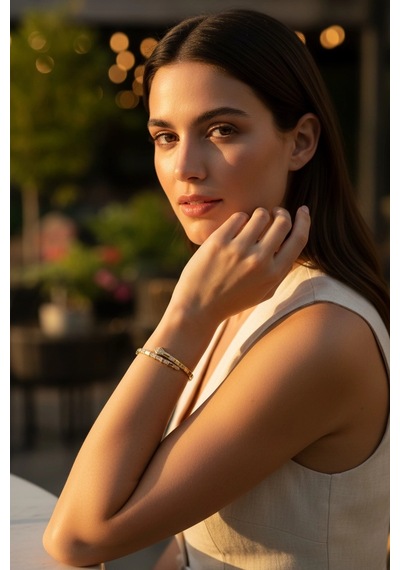 Altın Yılan Model Kelepçe Bilezik