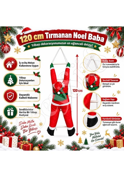 Yılbaşı Tırmanan Noel Baba 120 Cm Diğer