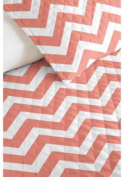 Pembe Zigzag Geometrik Genç Odası Tek Kişilik Pike Takımı - Modern 160x220 Cm Kapitone Yatak Örtüsü Ayazlı Sükunet Akışı