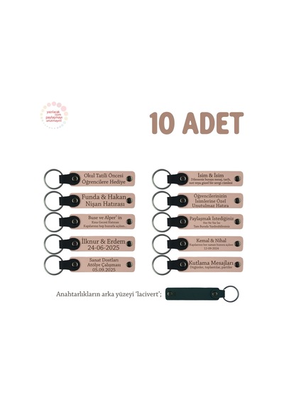 Yavru Ağzı, Anaokulu Hatırası İçin Kişiselleştirilmiş Anahtarlık 10 Lu Set, Eğitim Hediyesi Çok Renkli