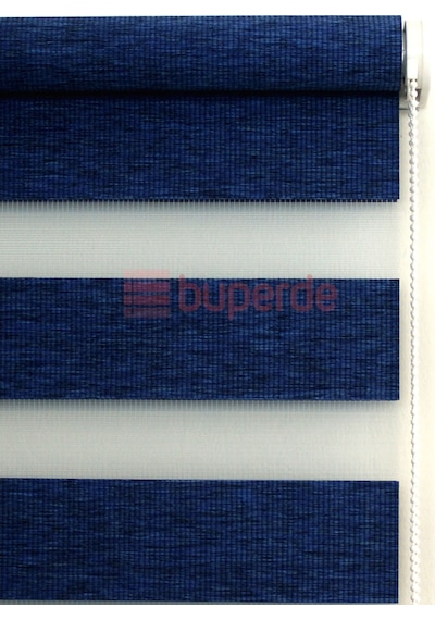 Buperde Lacivert Bambu Zebra Stor Perde