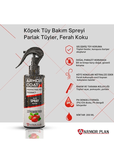 Armor Coat Köpek Bakım Spreyi Çilek Kokulu 200 ML