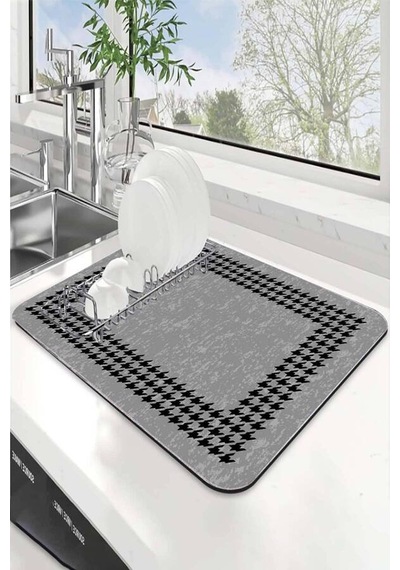 Gri Kazayağı Microfiber Bulaşık Kurutma Kurulama Matı Mm005n11
