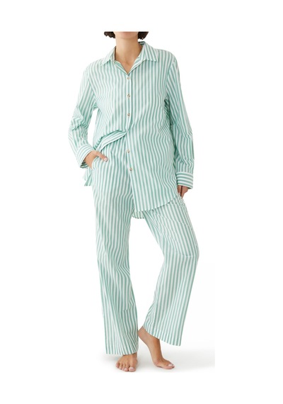Asceno Şık Pamuklu Pijama Üstü Yeşil