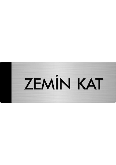 Metal Yönlendirme Levhası, Departman Kapı Isimliği Zemin Kat 5x20 Cm Gümüş Renk