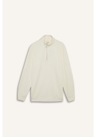 DeFacto Comfort Fit Dik Yaka Dokulu Yarım Fermuarlı Waffle Sweatshirt D7543AX25SPER138
