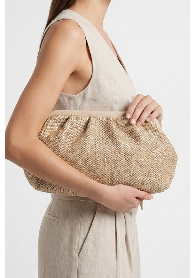 Luvishoes Vıel Vizon Hasır Dokulu Kadın Clutch Çanta