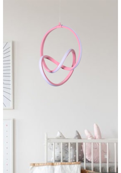 Anka Modern Tasarım Çocuk Bebek Odası - Salon - Mutfak Pembe Renk Beyaz Ledli Tekli Led Avize Pembe Pembe