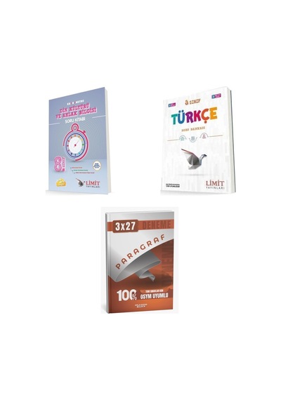 2027 Limit 8. Sınıf Din Kronometre Kültürü Ve Ahlak Bilgisi + Türkçe Soru + Anla Kazan Paragraf Deneme 3'lü Set