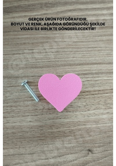 4 Adet - Pembe Kalp Dolap Kulpu, Mobilya Kulbu - Çocuk Odası Kulp, Kalp Kulp -4 Cm - Kulp Vidası Dahildir Sarı