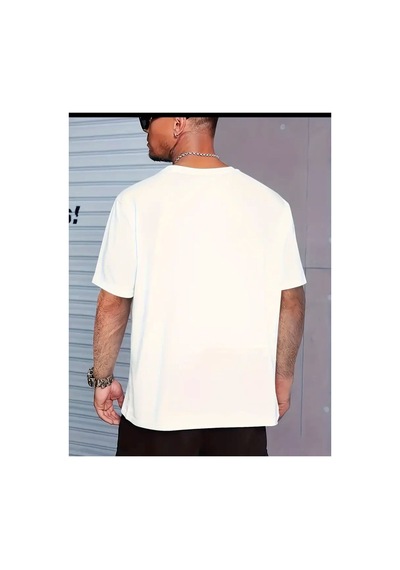 Medinenur Göğüs Baskılı Basic T-shirt Beyaz