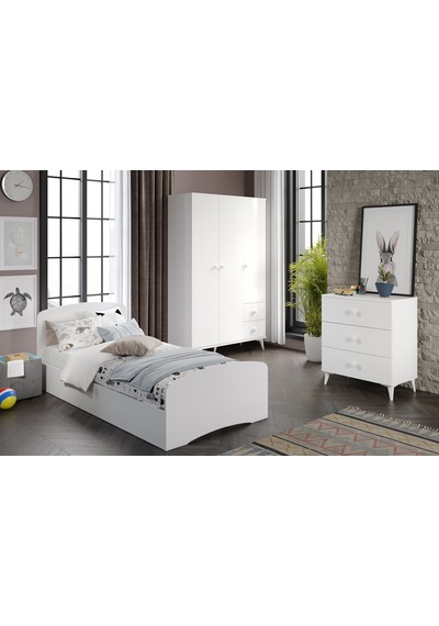 Soft Çocuk Odası Takımı Beyaz - Karyola, 3 Kapaklı 2 Çekmeceli Gardırop, 3 Çekmeceli Şifonyer Soft Çocuk Odası Takımı Beyaz - Karyola, 3 Kapaklı 2 Çekmeceli Gardırop, 3 Çekmeceli Şifonyer