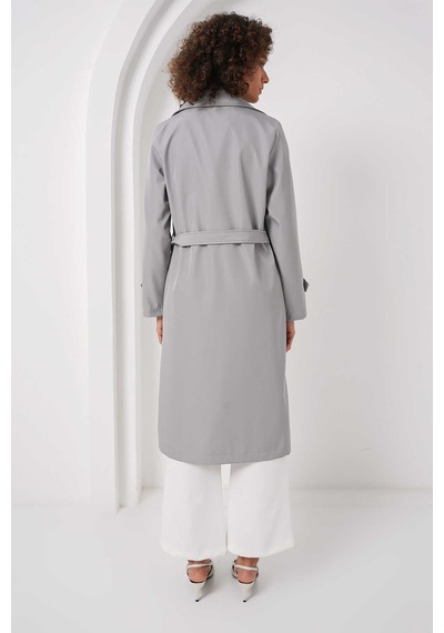 Bigdart Gabria Kol Düğme Detaylı Trenchcoat Gri