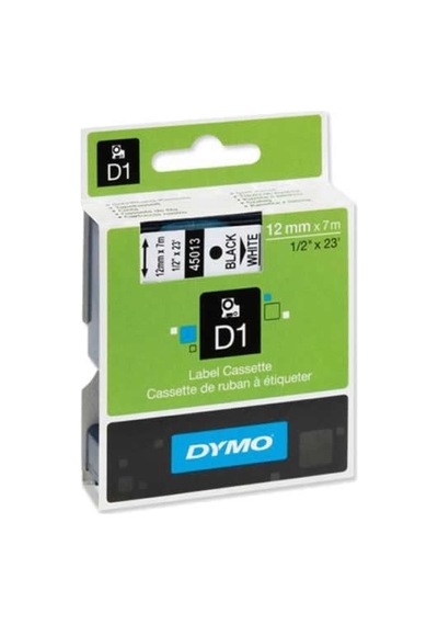 Dymo D1 Yedek Şerit 12 Mmx 7 Metre  Beyaz-Siyah (45013)