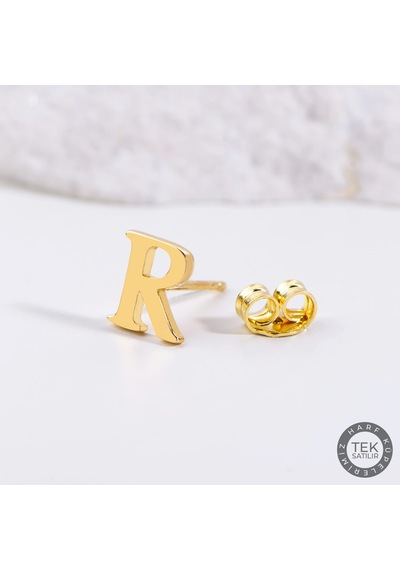 Goldkupe 14 Ayar Altın R Harf Küpe 0,51 Gr-1376