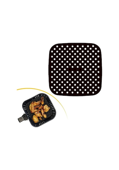 Buffer Silikon Fırın & Airfryer Kare Pişirme Matı 21.5 Cm Siyah