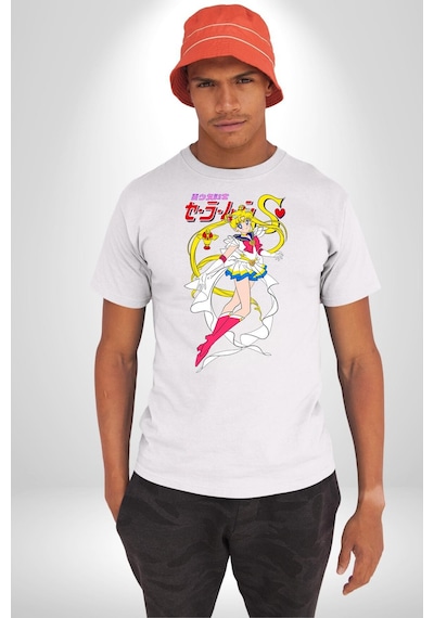 Sailor Moon Anime Usagi Tsukino Unisex Unisex Beyaz Organik Baskılı T-shirt Penye Yüksek Kalite Beyaz