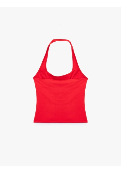 Koton Toka Detaylı Slim Fit Kolsuz Halter Yaka Bluz Kırmızı 6sal30306ık
