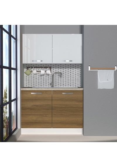 Decoraktiv Mini 120 Mdf Hazır Mutfak Dolabı - Tezgah Dahil - Pera Beyaz Beyaz - Meşe Decoraktiv Mini 120 Mdf Hazır Mutfak Dolabı - Tezgah Dahil - Pera Beyaz Beyaz - Meşe