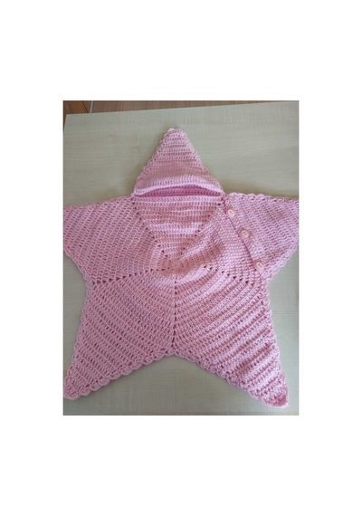El Yapımı Yıldız Bebek Kundak Kapüşonlu Örgü Yenidoğan Battaniyesi Pembe