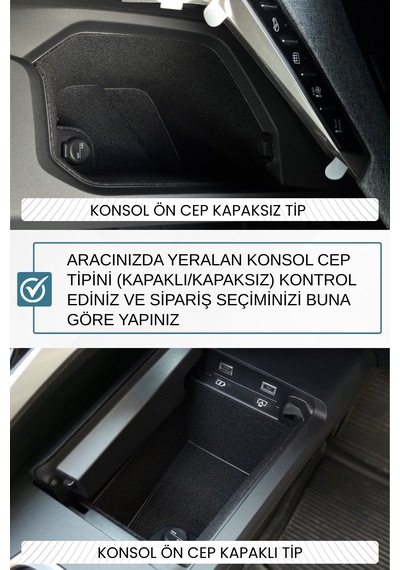 Peugeot 3008 Iıı / P64 Uyumlu Konfor Seti - Araç İçi Eşya Ceplerine Özel Kumaş Kaplama Allure / Kapaksız Cep