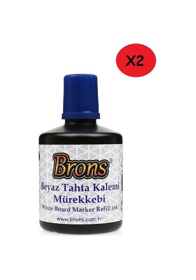 Brons Beyaz Tahta Kalemi Mürekkebi 100 Cc 2 Adet Mavi