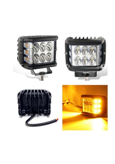 Motosiklet, Arazi Aracı 12 Ledli Beyaz Renk Turuncu Sinyalli Sis Farı Lambası 2 Adet