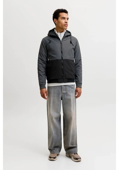 Jack & Jones Jjerush Hood Bomber Erkek Mont Gri