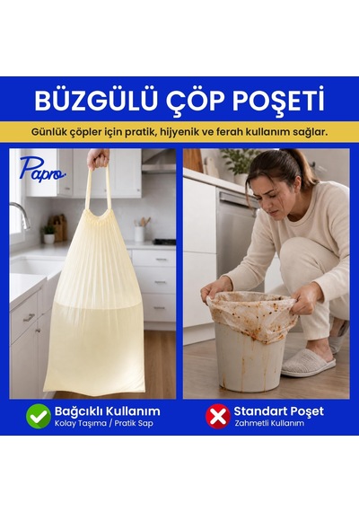 Limon Kokulu Orta Boy Çöp Poşeti 30'lu, 55x60 Cm, Dayanıklı Mutfak Çöp Torbası