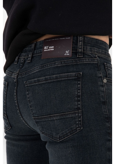 Erkek Taşlamalı Antrasit Slim Fit Likralı Esnek Jeans Kot Pantolon (492242320)