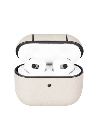 Apple Uyumlu  AirPods 3.nesil Deri Kılıf Juni Erc3 Bej