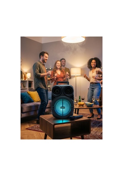Bluetooth Taşınabilir Karaoke Hoparlör 6.5 İnç Mikrofonlu Rgb Işıklı Usb Tf Kart Destekli Renk