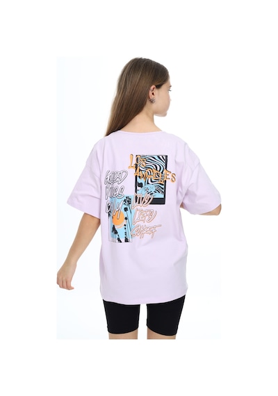 Toontoy Kids Toontoy Kız Çocuk Baskılı Tişört Açık Lila