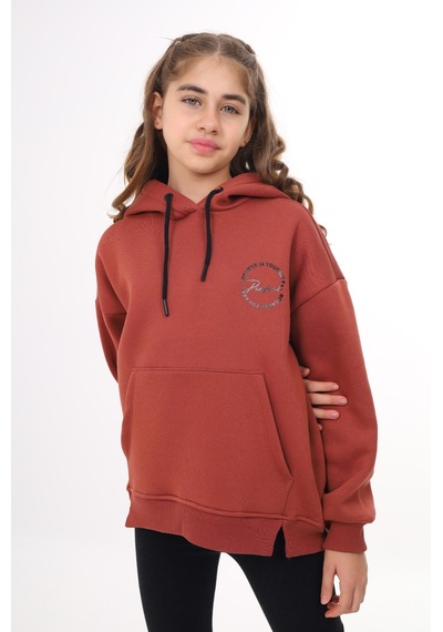 Toontoy Kız Çocuk Baskılı Sweatshirt Kiremit